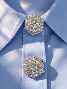 1PC/2PCS Elegant Geometry Button Covers, Shirts Button Cover Clip On Button Covers Fashion Crystal Cufflinks Cover - Silver - View 1