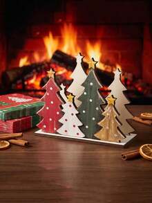 Christmas Tree Napkin Holder For Tables Classical Christmas Tree Napkin Holder Wooden Xmas Cute Cocktail Tissue Dispenser Wood Farmhouse Modern Tissue Dispenser For Storage - View 9