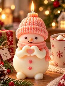 Christmas Knitted Texture Snowman Silicone Mold, Cute Heart-Shaped Hands Snowman Candle Mold, Suitable For Wax, Resin, Soap, Winter Tabletop Decor Handmade - Silicone Candle Mold - View 2
