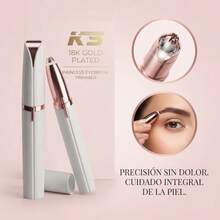 Recortadora de Cejas de Precisión - Punta Bañada en Oro de 18K - Depilación Facial Indolora, Suave y Eficaz - Diseño Ergonómico y Portátil con Luz LED - Acabado Profesional - Ver 3