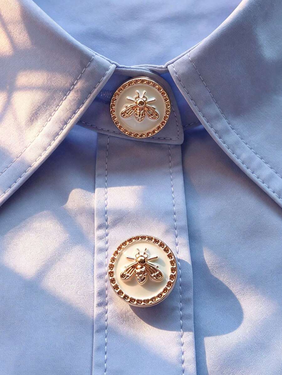 1pc/2pcs Elegant Floral Geometric Button Cover, Shirt Button Cover Clip-On Button Cover, Fashion Crystal Cufflink Cover - White - View 1