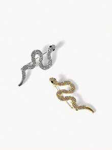 1pc Creative Rhinestone Snake Brooch, Fashionable Minimalist Clothing Accessory, Personalized Alloy Animal Pin - Perfect Gift Accessory - Snake - View 2