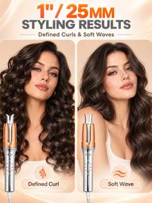 32mm Automatic Curling Iron, Left & Right Rotation Hair Curler, Negative Ion, 3 Temperature Modes, Smart Timer, Anti-Scald Sensor And Auto Shut-Off, Suitable For Creating Voluminous Wavy Curls - Silver - View 8