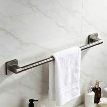 Rak Handuk Kamar Mandi Gantung Dinding Tanpa Pengeboran, Rak Penyimpanan Satu Batang, Tempat Handuk, Organizer Toilet dan Kamar Mandi - Gunmetal 1 buah - View 5