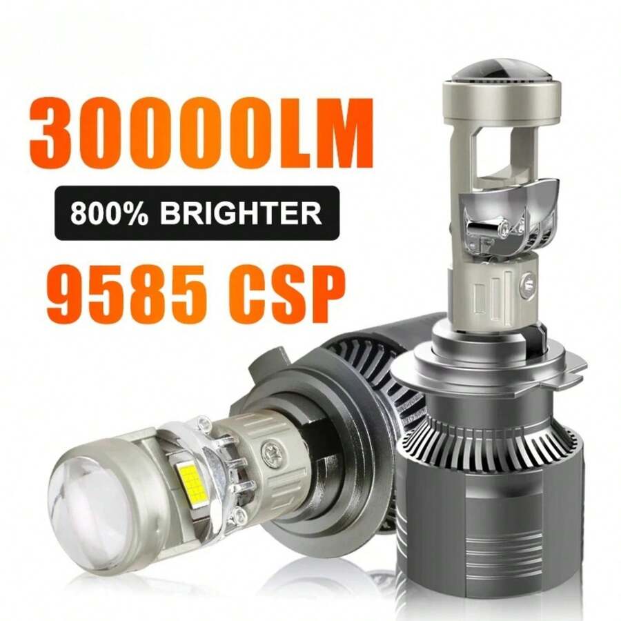 2pcs Mini Projector H7 H4 LED Car Headlight Bulbs CANBUS H11 H9 9005 HB3 9006 HB4 Auto Lamps Bulb Len Kit Fog Light 6000K 12V, Without Battery