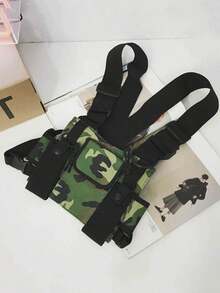 Tas Dada Taktis Fungsional untuk Pria, Tas Rompi Gaya Peluru Hip Hop Streetwear, Tas Pinggang Unisex Hitam, Tas Perlengkapan Dada - MultiWarna - View 2