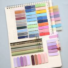 7 Sets 1 Pack Multi-Shape Index Labels PET Material Semi-Circular Colorful Translucent Plastic Waterproof Fluorescent Series Marker Stickers Student Textbook Record Tabs With Ruler Reading Notebook Message Stickers School Back-To-School Supplies Office Document Labels - one-size - View 3