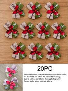 10/20pcs Christmas Gift Bow Decorations With Bells, Red & Green Color, Suitable For Christmas Tree, Wreath, Garland, Gift Box, Door Decor And Home Decoration - Multicolor - View 7
