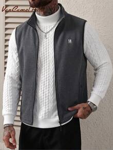 Vancamel Pulse Men's Vest Outdoor Sports Casual Style Solid Color Vest With Large Inner Pocket Design Fashion Vest Jacket - Grey - View 5