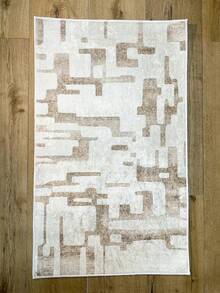 Pinkie Home - 1pc Scandinavian Style Modern, Minimalist, Geometric Pattern, Distressed Look Area Rug/Carpet/Bath Mat, Suitable For Bathroom, Kitchen, Entryway, Hallway, Bedside, Living Room, Bedroom, Machine Washable Rug, Home Decor - Mocha Brown - View 3