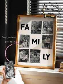 1pc Personalized Family Photo Collage Custom Poster, A Customized Wall Art Gift Featuring 6 Pictures, A Modern Home Decoration Piece Pictures Custom Photo, Suitable For Giving On Birthdays Or Mother's Day, Customizable Things, Optional Frame - Multicolor - View 1