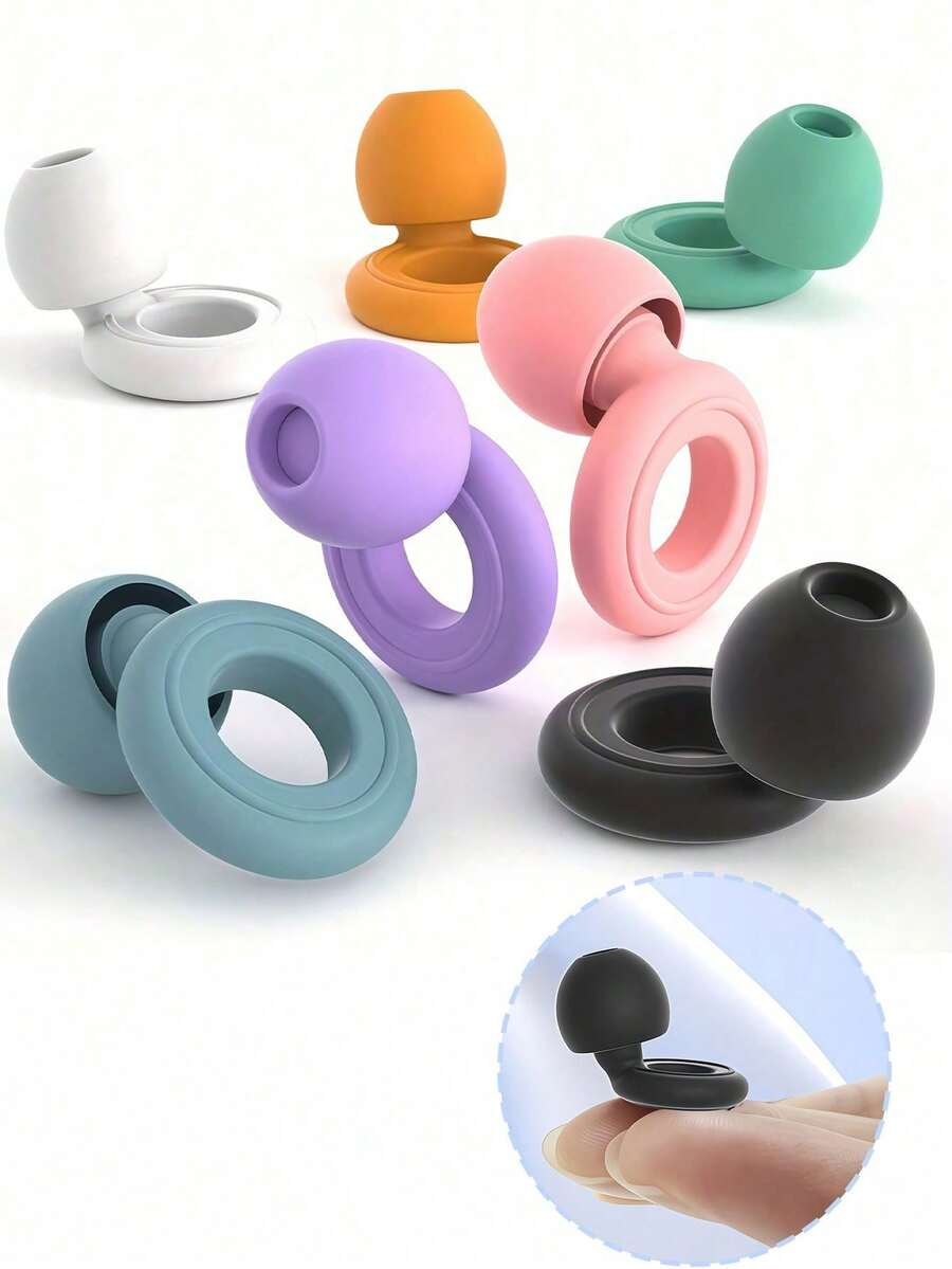 6pcs Reusable Silicone Earplugs, 1 Pair Earplugs With 2 Pairs Replacement Ear Tips, Soft And Comfortable, Suitable For Sleep, Swimming, Concerts, Studying, Mixed Colors, Low-Profile Design, Ideal For Light Sleepers