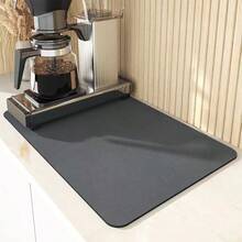 1pc Solid Color Drying Mat, Non-Slip Absorbent Wear-Resistant Coffee Machine Mat, Soft Diatomaceous Earth Drainage Mat, Dish Drying Mat, Coffee Mat, Bar Restaurant Mat, Pet Mat, Tableware Mat, Bathroom Mat, Countertop Mat For Dining Table Decor, Home Kitchen Supplies - Black - View 5
