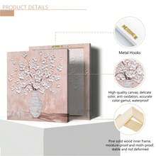 1pc Canvas Print, Floral Textured Wall Art, Modern Vase Canvas Painting Bouquet, White Canvas Painting, Unique Contemporary Dining Room Decor (Frame Optional) - A - View 9