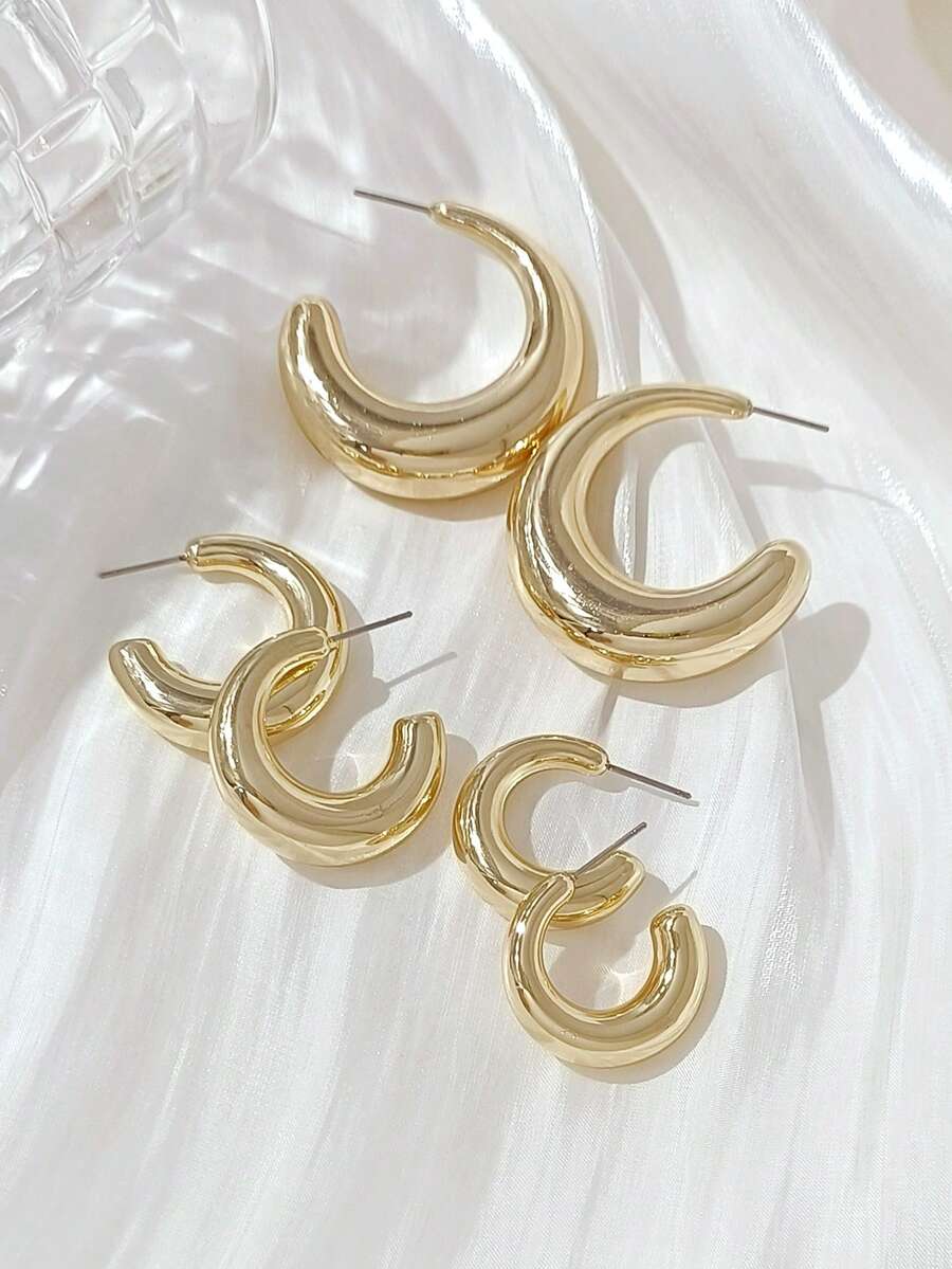 3對時尚優雅獨特C型耳環，適合女性日常配戴，約會、派對與日常穿搭耳環套組