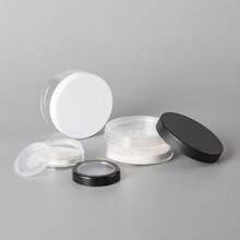 1pc Plastic Empty Loose Powder Jar With Sifter And Makeup Puff, Portable Refillable Cosmetic Powder Container - Multicolor - View 2