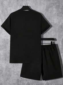 Men T-Shirt Co-Ords - Black - View 3