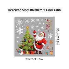 BRUP 1PC Cartoon Santa Claus Window Sticker, Double-Sided Printed, Christmas Decor For Kids Room, Gift Sack Candy Cane Gingerbread Man Glass Holiday Decal - Multicolor - View 10
