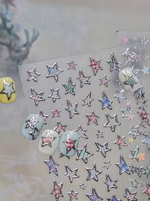 1 Metal Nail Art Charm Sticker Self-Adhesive Simple And Exquisite Small Accessory Nail Art Sticker Hot Stamping Rainbow Star Small Nose Gag Sticker - Multicolor - View 6