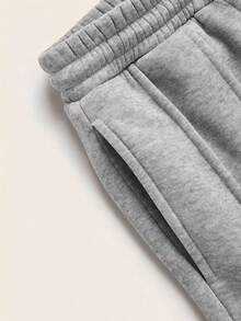 Women's Gray Wide Leg Sweatpants, Casual Loose Long Pants, Lightweight & Breathable, Front Seam Detail, Drawstring Waist, Suitable For Summer And Autumn/Winter - Light Grey - View 6
