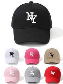 1pc Women's Solid Color Fashion NY Embroidery Hook And Loop Baseball Cap, Suitable For Spring, Summer, Autumn Outdoor Sports And Daily Wear - A - View 8