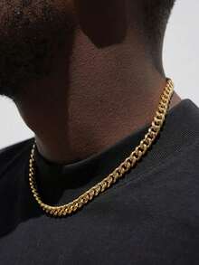 1pc Stainless Steel 6-Sided Polished Chain Necklace, Men's Bold Hip Hop Personalized Thick Chain Necklace - Multi-color - View 13