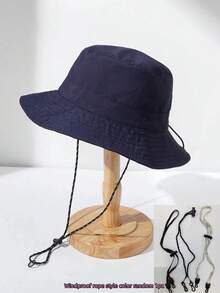 1pc Foldable Storage Bucket Hat, Unisex Outdoor Hiking Trekking Sun Protection Hat With Windproof Rope, Portable Travel Sun Hat - A - View 16