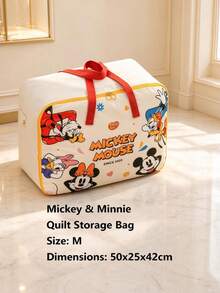 Disney Mickey Mouse Print Foldable Storage Bag With Handle, Large Capacity Clothes Organizer, Dustproof Moisture-Proof Wardrobe Organizer For Quilt Blanket Bedding, Space Saving Moving Bag, Portable Travel Essential, Large Storage Box For Bedroom - View 10