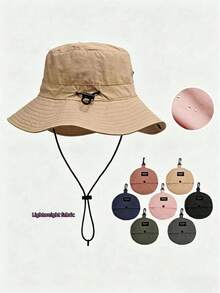 1pc Foldable Storage Bucket Hat, Unisex Outdoor Hiking Trekking Sun Protection Hat With Windproof Rope, Portable Travel Sun Hat - A - View 11