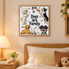 Dog Is Family Theme Cross Stitch Full Material Kit 11CT 36*36cm Zero-Based Beginner Friendly DIY Handmade Embroidery Set Home Decor Stress Relief Handmade Gift - Multicolor - View 7