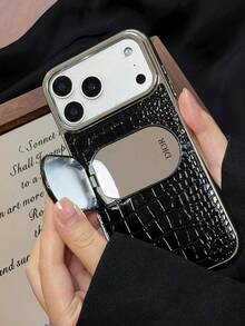 Dior 2-In-1 Portable Phone Stand Mirror, Mini Makeup Mirror Phone Ring Holder, Compact Phone Stand, Suitable For On-The-Go Touch-Ups - Black - View 5