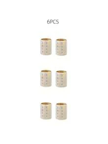 6pcs Ceramic Heat Curlers And Clips Set, Aluminum Core Nylon Hook And Loop Self-Adhesive Fast Heating Large Hair Rollers, White Lightweight Sleep Curlers - White - View 2
