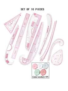 AKTION Juego de reglas para trajes, regla de costura para ropa, regla para diseño de patrones de trajes, regla de corte para diseñadores, regla curva, regla para botones, regla de arco, cinta métrica suave, regla para hacer patrones, (color de cinta métrica aleatorio) - Multicolor - Ver 16