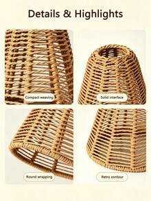 1PC Handmade Woven Conical Rattan Lampshade, Bohemian Wabi-Sabi Style Restaurant/Homestay Pendant Light/Table Lamp/Wall Lamp/Floor Lamp Shade, Decorative Replacement Lamp Shell, Christmas Lights, Halloween/Christmas Home Decor - Semicircle - View 5