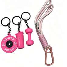 1 Set Personalized Sports Style Barbell Dumbbell Plate Keychain, Hand-Woven Fitness Keychain Set, Fashionable Versatile Fitness Kettlebell Backpack Charm With Woven Rope, Barbell, Dumbbell, Kettlebell Keychain, Unisex - View 13