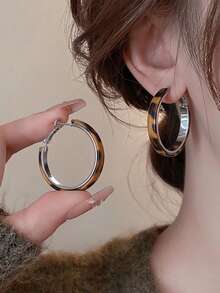 1 Pair Personalized Fashion Leather Leopard Print Geometric Hoop Earrings Suitable For Women's Daily Wear And Gatherings - Silver - View 2
