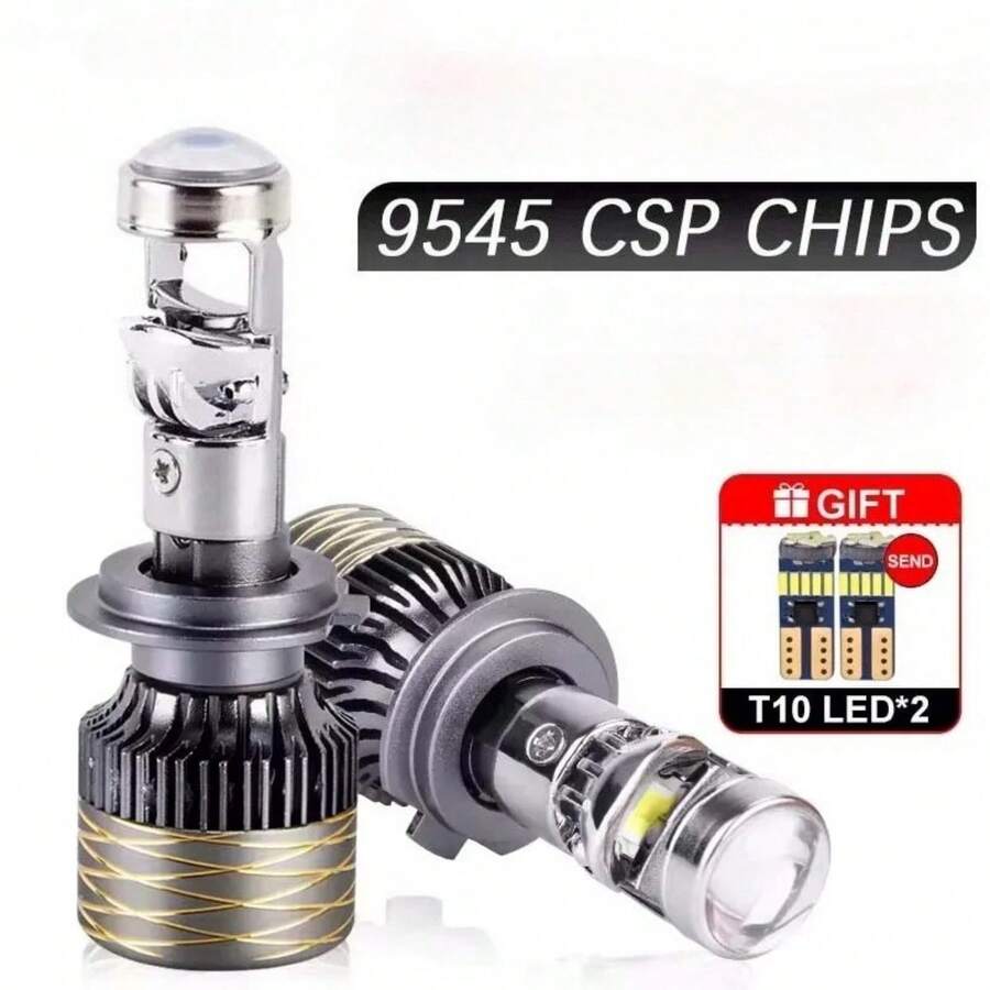 2pcs H7 H4 Canbus Car Headlight Mini Lens H11 9005 9006 HB3 HB4 LED Projector Bulb 6500K Auto Motorcycle Mini Lens - 2pcs 6500K White Led - View 1