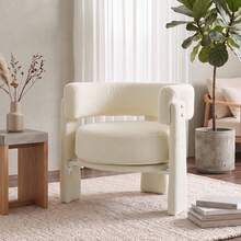 HOMCOM Sherpa Accent Chair, Upholstered Armchair, Nordic Living Room Chair With Lumbar Pillow, Padded Armrests And Thick Cushion, Cream White - Cream - View 1