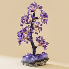 1PC Natural Amethyst Quartz Crystal Cluster Lucky Tree Specimen, Reiki Healing Divination Gemstone Ornament, Metaphysical Crystal Tree Statue For Hom - Purple Cluster Tree - View 12