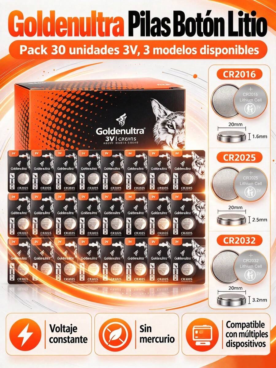 30pcs 3v CR2016/2025/2032 Button Battery, Lithium Battery For Watch, Toy, Calculator, Car Remote Control, Coin Cell - CR2025 - View 1