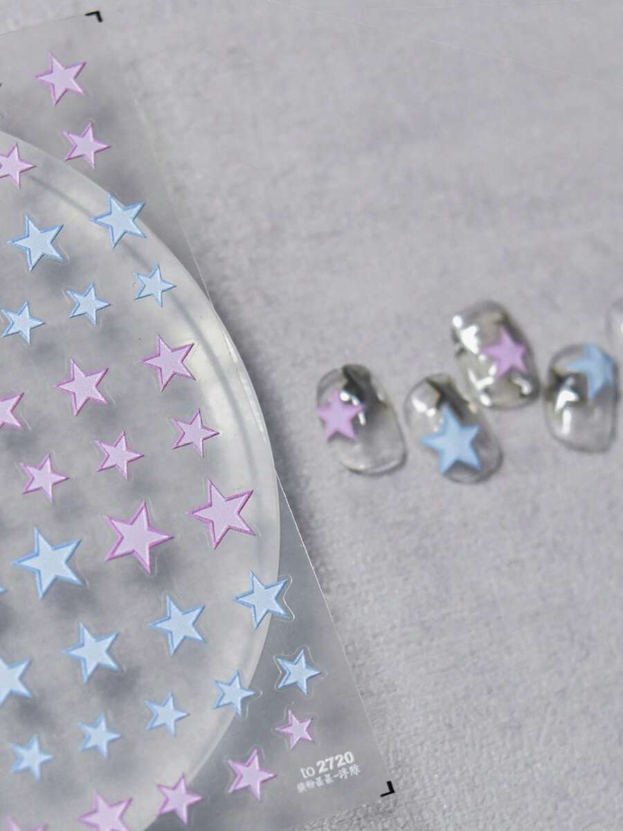 1 Metal Nail Art Charm Sticker Self-Adhesive Simple And Exquisite Small Accessory Nail Art Sticker Hot Stamping Rainbow Star Small Nose Gag Sticker