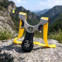 Hasbro 1pc High Precision Alloy Slingshot With Leveler, Quick-Press Flat Rubber Band Launcher, Outdoor Target Shooting, Suitable For Adults, Random Color Rubber Band - Ornament - View 7