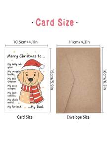 1pc Dog Christmas Card For Dad, Dog Lover – Funny Golden Retriever Cartoon Illustration, Festive Holiday Humor, Thickened, With Envelope - A - View 5