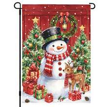 1pc Winter Christmas Snowman Garden Flag, Suitable For Outdoor Yard Holiday Decor, Christmas Decoration, Double-Sided Polyester Material, Pole Not Included - A - View 7