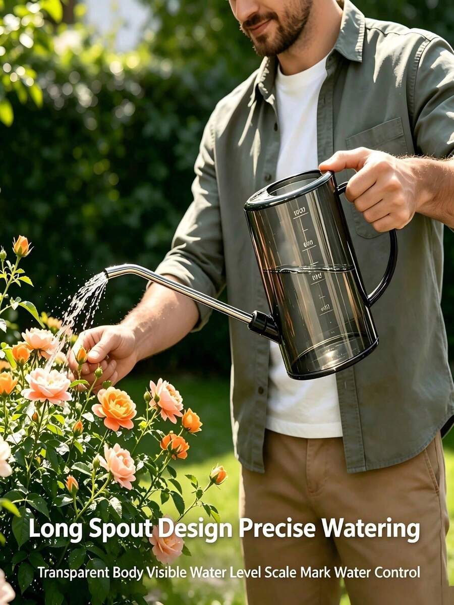 Long Spout Watering Can With Measurement Scale, Large Capacity Watering Pot For Home Use, Suitable For Succulents, Green Plants And Potted Plants - A - View 1