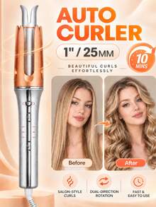 32mm Automatic Curling Iron, Left & Right Rotation Hair Curler, Negative Ion, 3 Temperature Modes, Smart Timer, Anti-Scald Sensor And Auto Shut-Off, Suitable For Creating Voluminous Wavy Curls - Silver - View 2