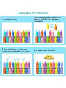 1pc Memory Bottle Color Matching Game, A Strategic Floor Game Suitable For Classroom And Home Entertainment, Can Improve Memory, Party Game Prop - Multicolor - View 6
