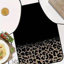 1pc Black Gold Leopard Gradient Print Apron For Home Cooking Baking - Multicolor - View 3