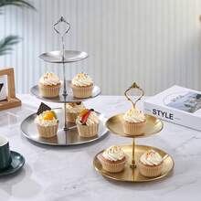 3pcs/4pcs European Style Multi-Tier Cake Stand (2pcs/3pcs Plates + 1pc Accessory), Suitable For Daily Use, Suitable For Snacks And Fruits, Widely Used For Tea Parties And Gathering Decoration, Suitable For Cupcakes, Donuts, Fruits, Kitchen, Christmas Gift - Silver - View 7