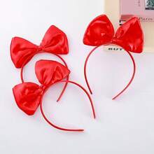 1pc Bright Red Satin Large Bow Headband, Sweet Princess Style Hair Accessory, Christmas New Year Performance Costume Headpiece Suitable For Birthday Party, Cosplay Dress Up - Multicolor - View 5